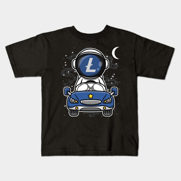 Astronaut Car Litecoin Lite Coin LTC To The Moon Crypto Token Cryptocurrency Wallet Birthday Gift For Men Women Kids Kids T-Shirt by Thingking About